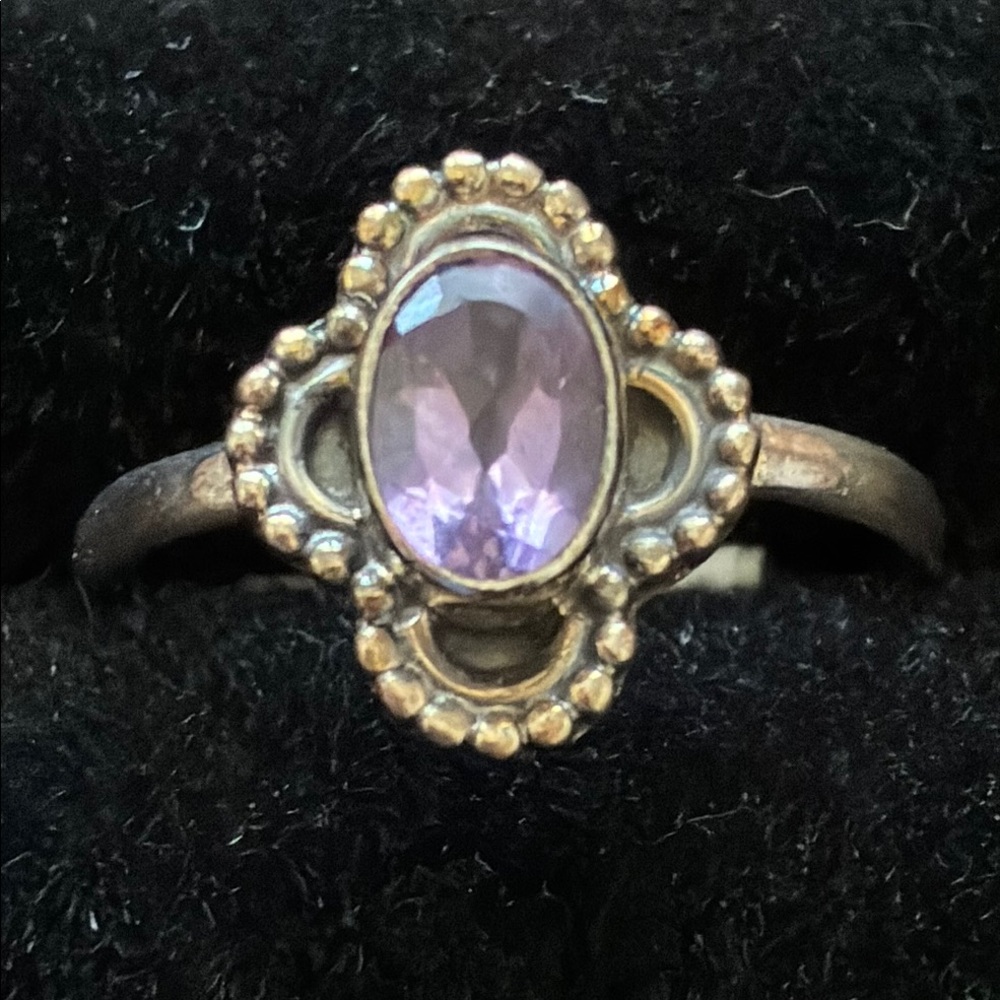 Amethyst Sterling Silver Elegant Ring - Purple Ge… - image 4